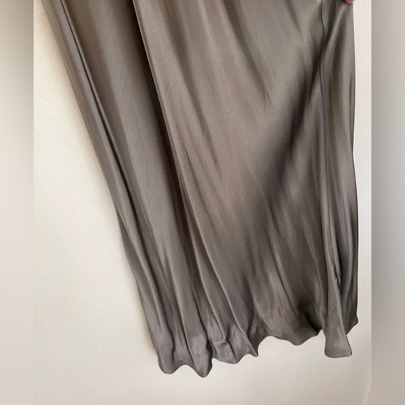 Zara Ruched Slip Dress Midi Satin Feel Size XS Grey Cocktail Party - Picture 4 of 10